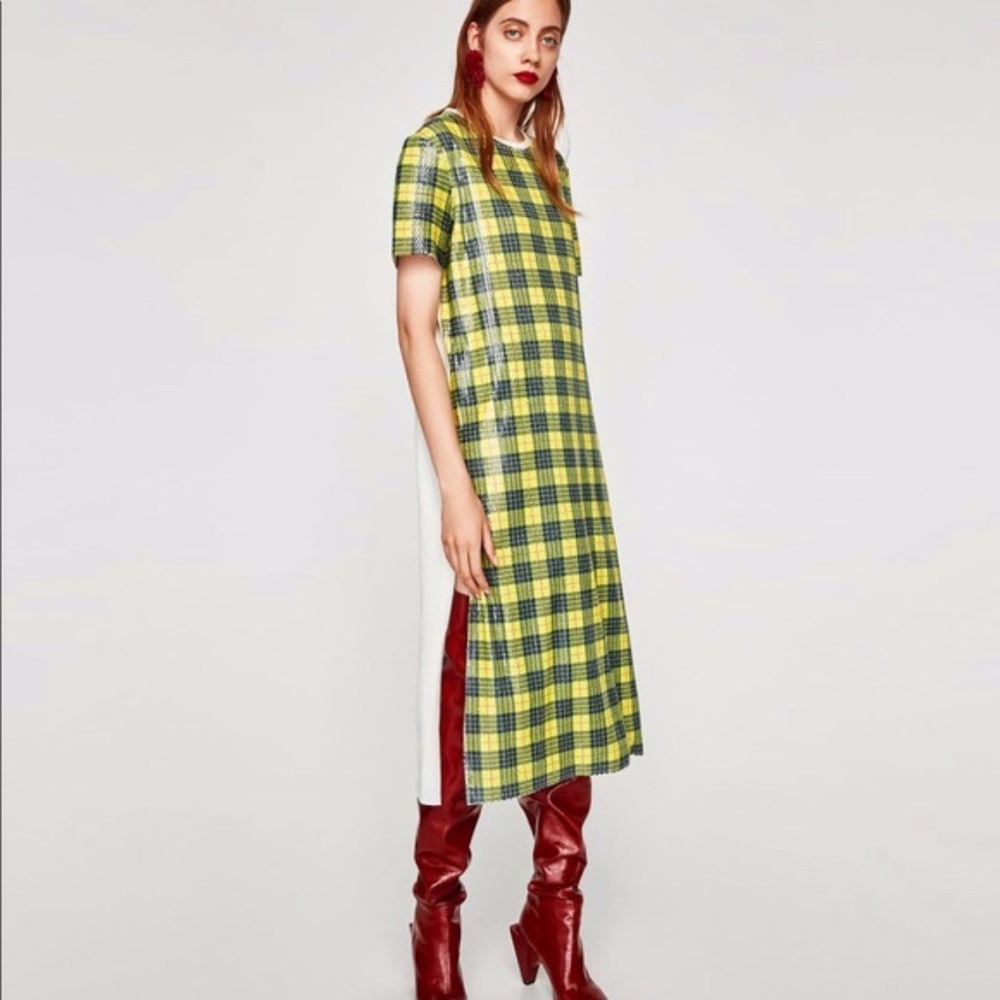 New Zara plaid sequin dress